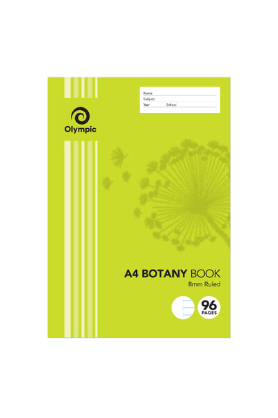 Olympic Botany Book - A4 8mm Ruled: 96pg (Pack of 10)