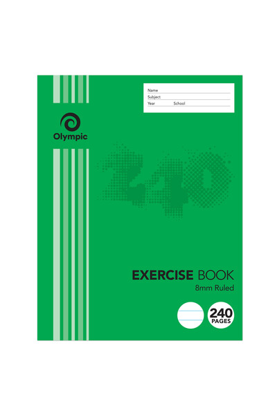 Olympic Exercise Book - 225x175mm 8mm Ruled: 240pg (Single)