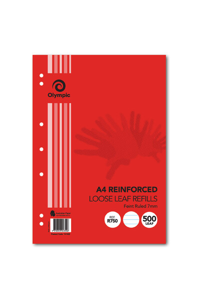 Olympic Loose Leaf Reinforced Refills - A4 Ruled 7mm (500 Leaf)
