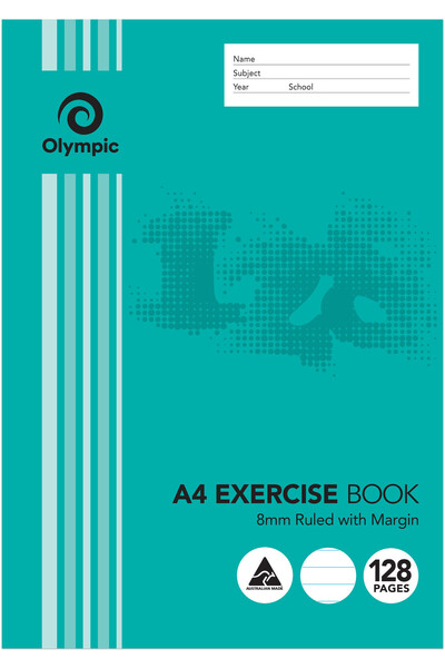 Olympic Exercise Book (A4) - 8mm Ruled: 128 Pages (Single)