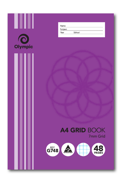 Grid Book Olympic A4 48 Page 7mm Grid (Single)