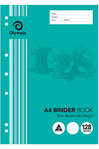 Olympic Binder Book (A4) - 8mm Ruled: 128 Pages (Single)
