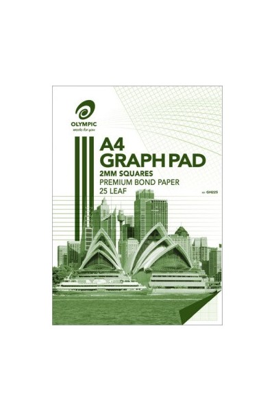 Olympic Graph Pad (A4) - 2mm Top Padded, 7 Holes: 25 Leaf (Pack of 5)