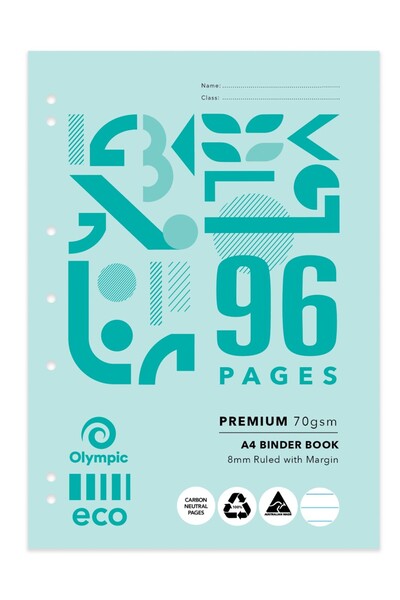 Olympic Eco Binder Book - A4 8mm Ruled 96PG (Pack of 20)