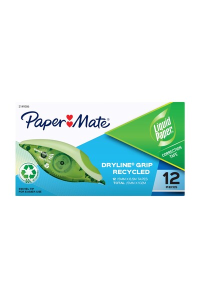 Correction Tape: Liquid Paper Dryline Grip Recycled (Pack of 2)