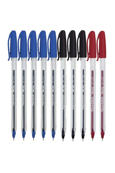Papermate Inkjoy Pen - 100 (1.00mm): Clear Assorted - Pack of 10