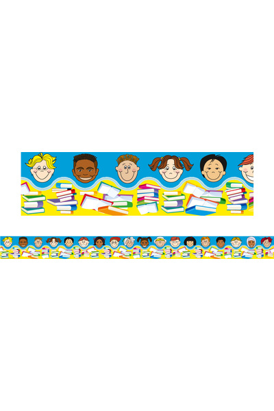 Kids and Books Pop Apart Border: Self Adhesive Repositional