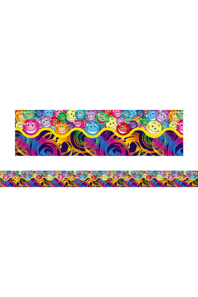 Swirls and Smiles Pop Apart Border: Self Adhesive Repositional
