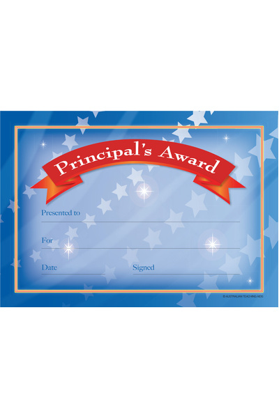 Principal's Award Certificates - Pack of 35