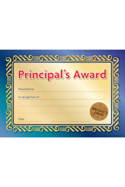 Principal's Formal Seal Award Certificates - Pack of 35