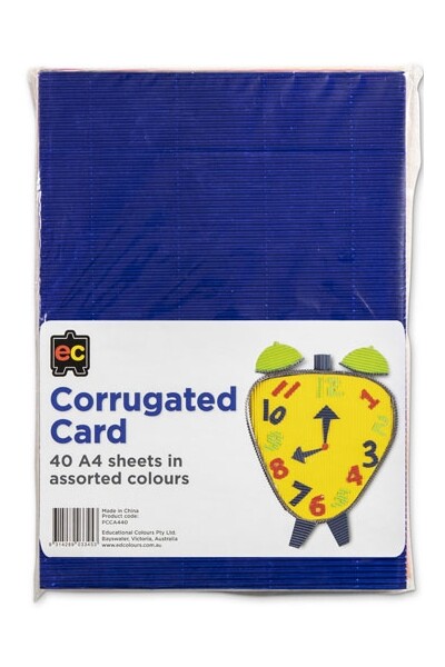 Corrugated Card (A4) - Assorted Colours: Pack of 40