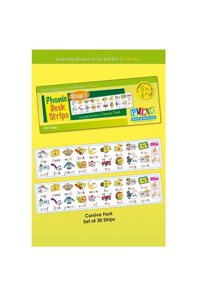 Phonic Desk Strips: Stage 1 - Cursive Font (Pack of 30)