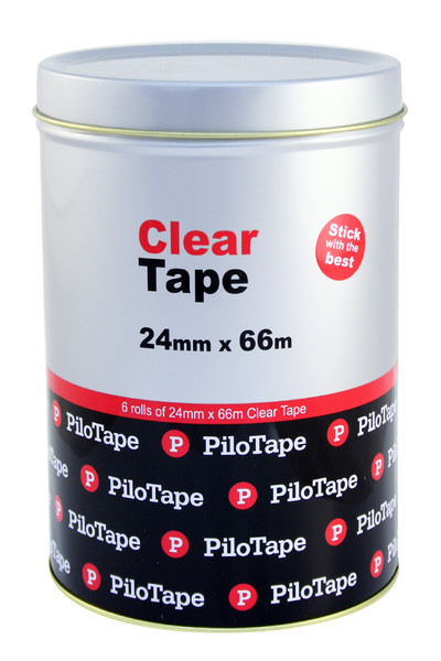 PiloTape Clear Tape - 24mmx66m: Tin of 6