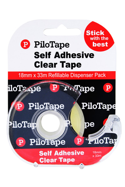 PiloTape Clear Tape - 18mmx33m: On Dispenser (Box of 12)