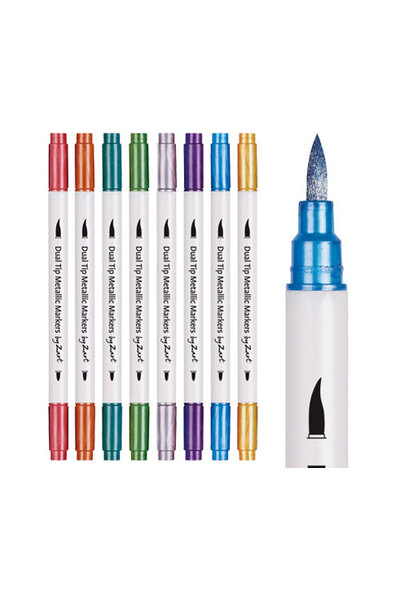 Dual Tip Metallic Markers: Assorted - Pack of 8