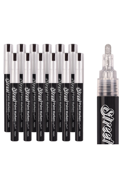 Street Paint Markers - Silver (Pack of 12)
