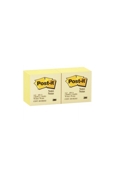 Post-it Notes Canary Yellow: 76 x 76mm 654 (12 Pack)