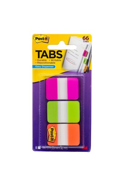 Post-It Tabs - Assorted Bright Colours (Pack of 66)