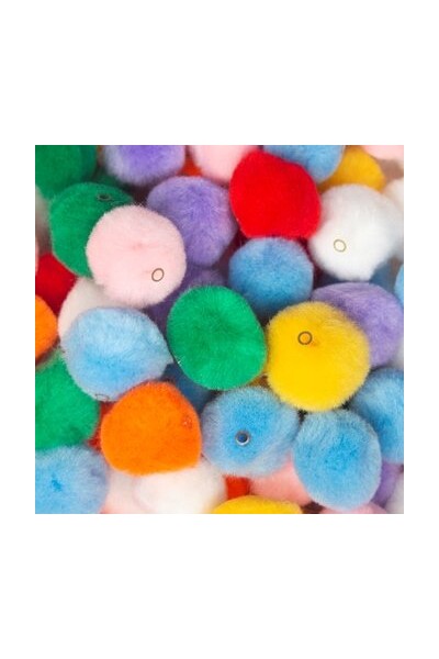 Pom Poms w/Hole - Assorted: 20mm (Pack of 100)