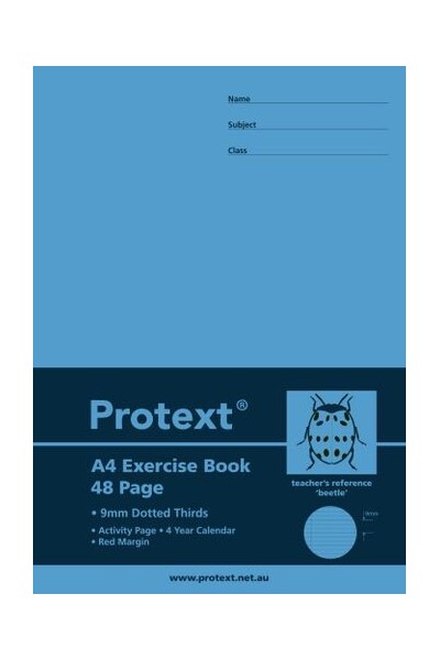 Protext Exercise Book A4 48PG: 9mm Dotted Thirds (Beetle)