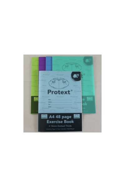 Protext Exercise Book - A4 Polypropylene (PP) Cover 48pg 14mm Dotted Thirds + Margin: Cat