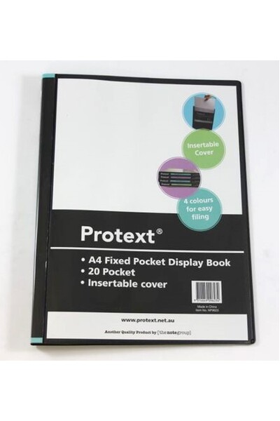 Protext Display Book - A4 (20 Page) Fixed Insert Cover/Spine: Black