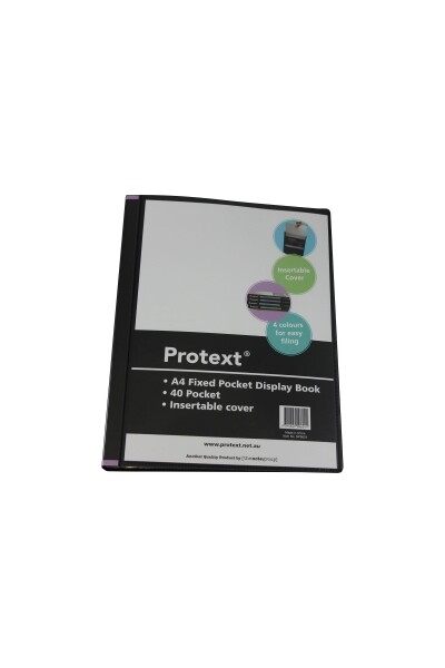 Protext Display Book - A4 (40 Page) Fixed Insert Cover/Spine: Black