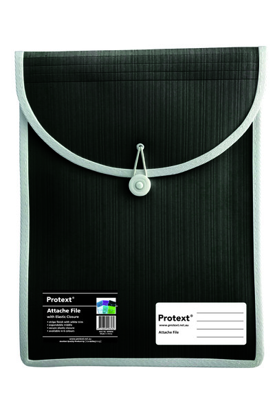 Protext Attache Case File with Elastic Closure: Black
