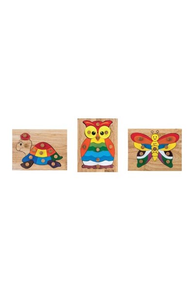 Set of 3 Wooden Knob Puzzles
