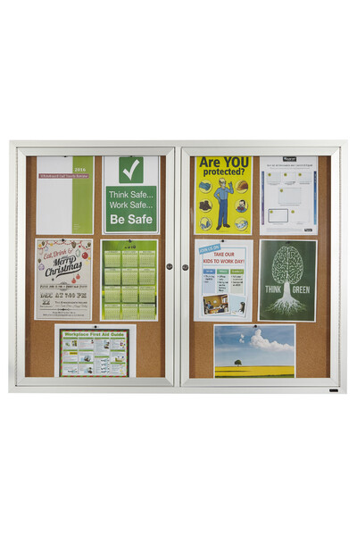 Quartet - 2-Door Enclosed Cork Bulletin Board (1200 x 900mm)