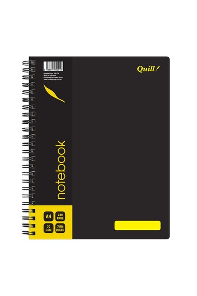 Notebook Quill A4 70gsm - Black 240pg (Pack of 5)