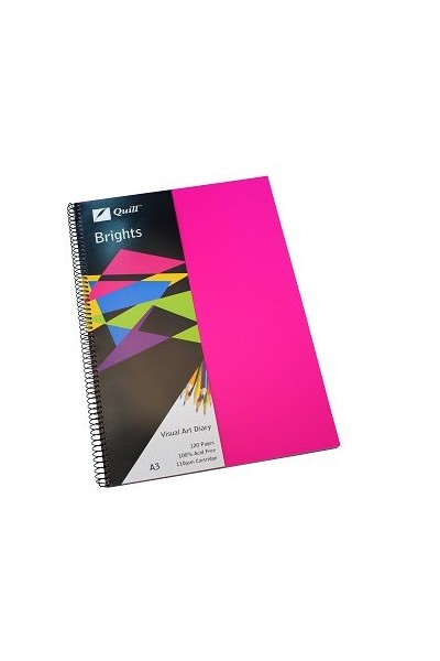 Quill Visual Art Diary - A3 Brights: Cerise Pink (60 Leaf)