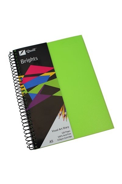 Quill Visual Art Diary - A5 Brights: Lime Green (60 Leaf)