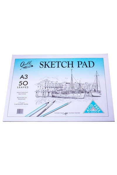 Quill Sketch Pad (A3) - 110gsm Cartridge Acid Free: 50 Leaf (Pack of 5)