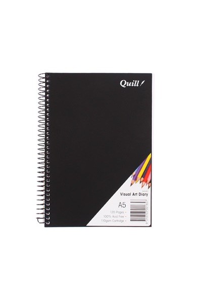 Quill Visual Art Diary - A5 Spiral Black Covered (60 Leaf)