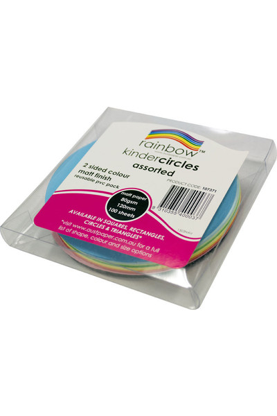 Rainbow Craft Paper (Circles) - Matt Double-Sided 120mm (Pack of 100)