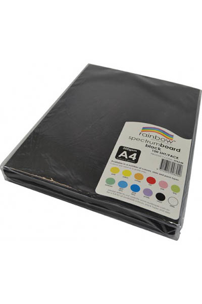 Rainbow Cardboard (A4) Spectrum: 200gsm Black (Pack of 100)