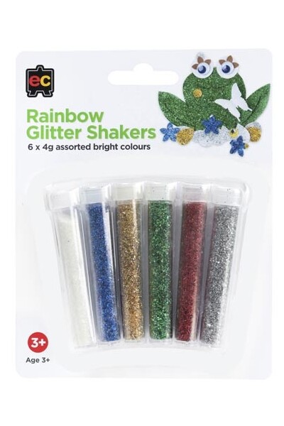 Rainbow Glitter Shakers - Pack of 6