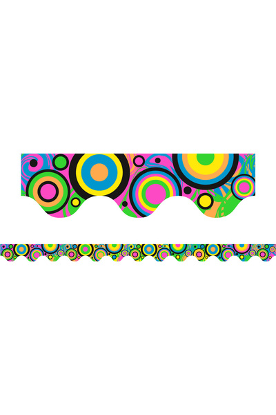 Fluoro Spots and Dots Scalloped Border