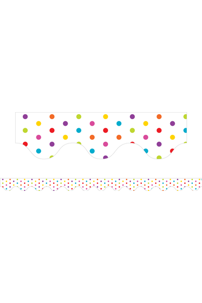 Multicolour Polka Dots (White) - Scalloped Borders (Pack of 12)