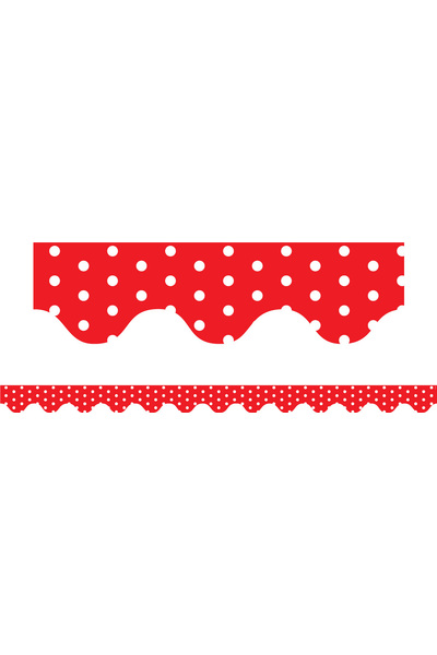 Red Polka Dots - Scalloped Borders (Pack of 12)