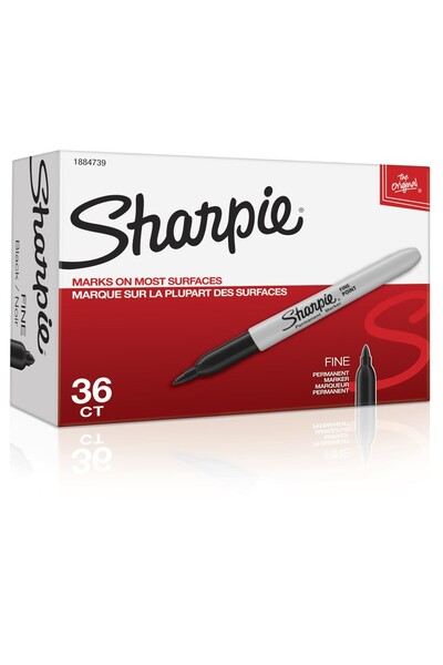Sharpie Marker - Permanent Fine: 1.0mm Black (Box of 36)