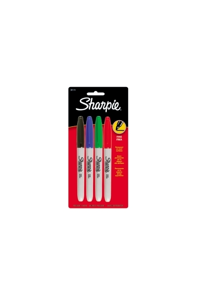 Sharpie Marker: Permanent Fine Tip - Assorted Pack of 4