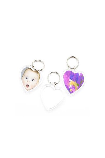Little Key Tag - Heart Clear: 50mm ( Pack of 5)