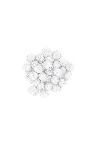 Little Pom Poms - Glitter: White (Pack of 50)