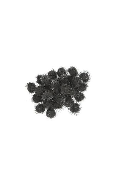 Little Pom Poms - Glitter: Black (Pack of 50)