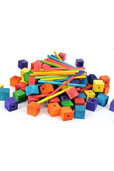 Little Wood Blocks & Mini Sticks - Coloured (Pack of 40)