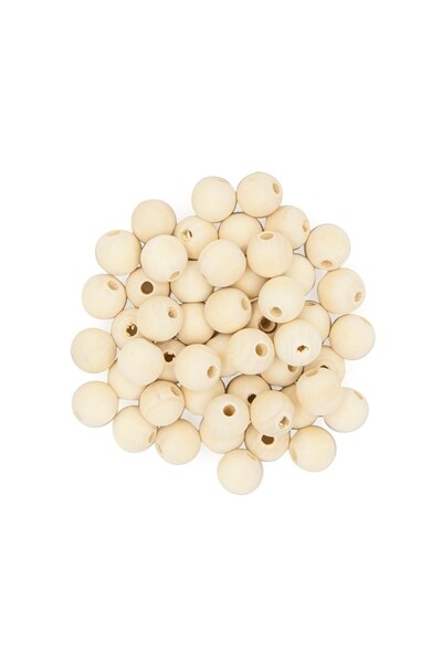 Little Wood Beads - Round Raw 15mm (Pack of 50)