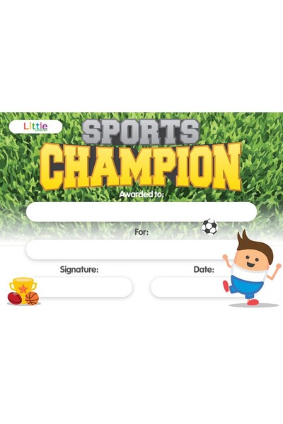 Little Certificate - Sports Champion: A5 (Pack of 10)