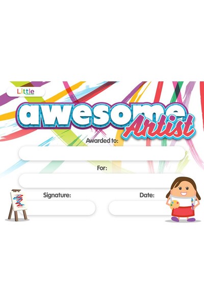 Little Certificate - Awesome Artist: A5 (Pack of 10)